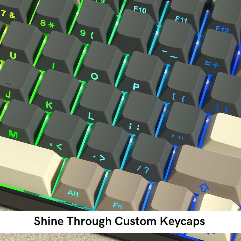 Rainy75 Shine Through Double Shot PBT Keycaps Set, Cherry Profile Custom Keycaps 60 65 75 100 Percent for 61/64/68/84/87/100/104/108 Retro Gaming Mechanical Keyboard, Grey Brown - Image 2